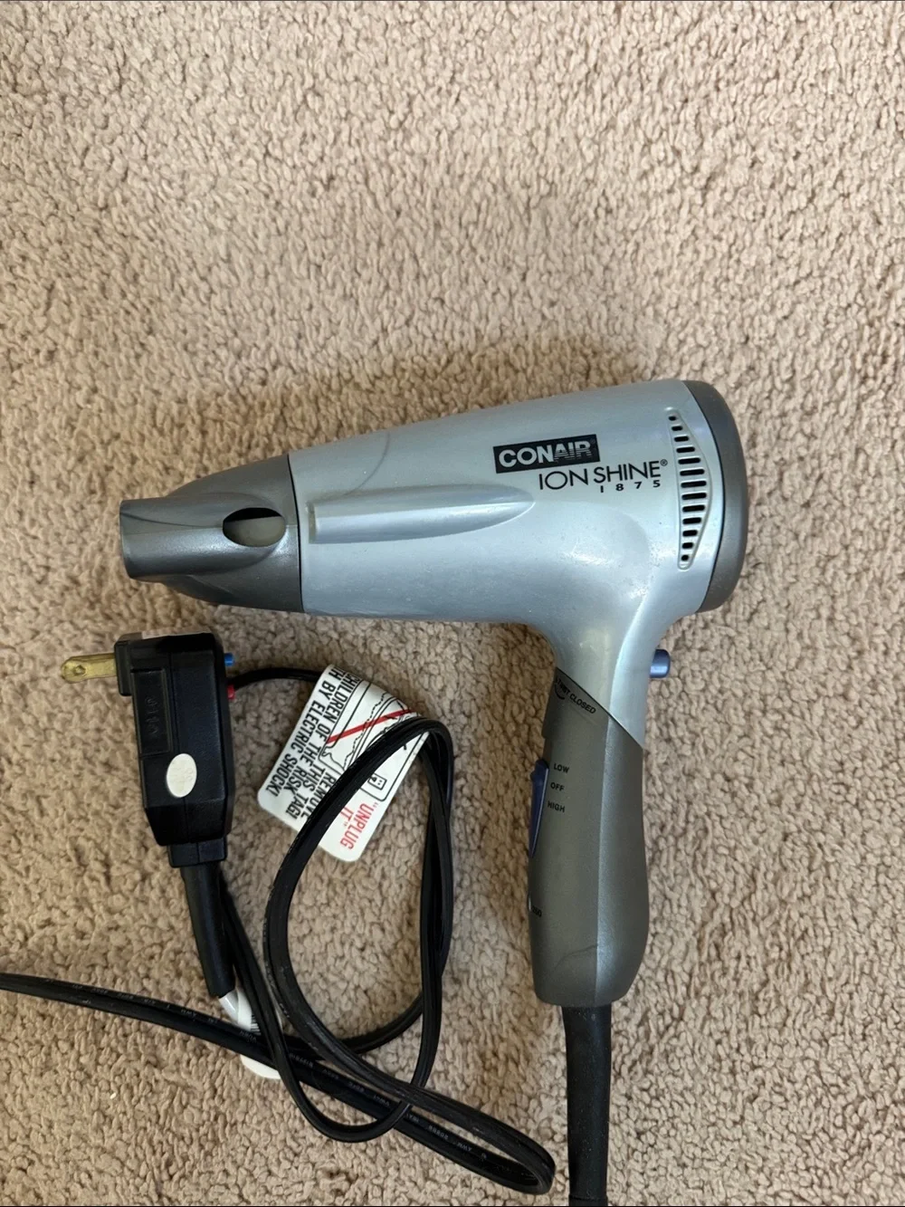 Conair Ion Shine Silver Travel Hair Dryer